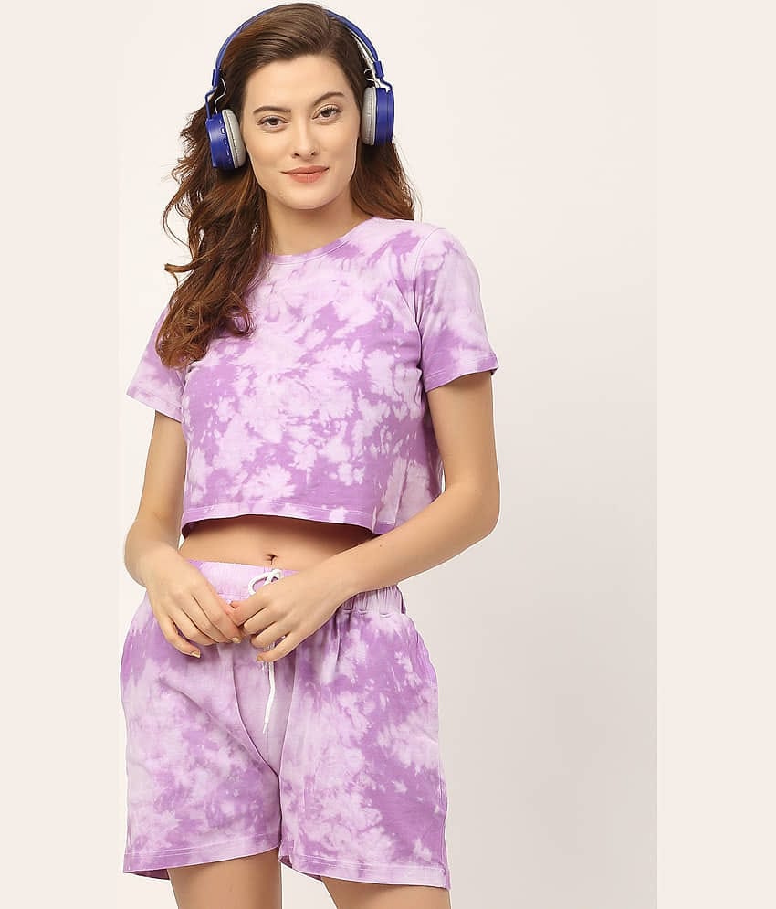 Rigo Women's Cotton Crop Top ( Purple )