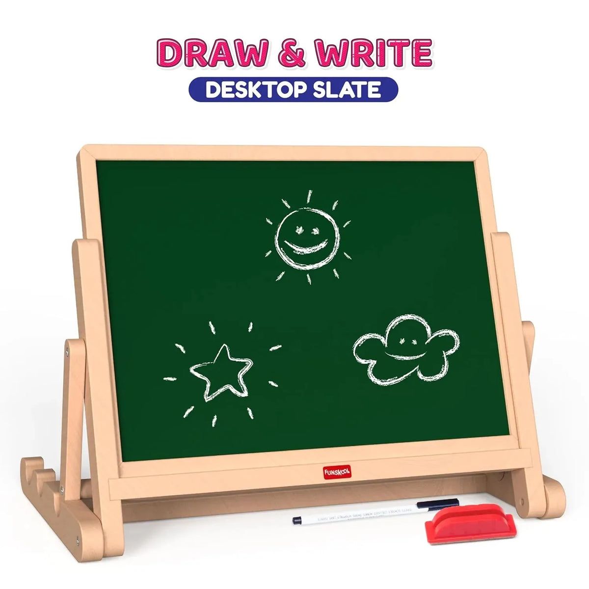 Funskool Giggles 4-in-1 Adjustable Draw N Write Desktop Slate | Easel