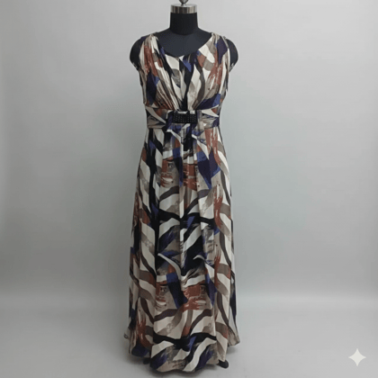 99ladies Store Printed Sleeveless Multicolor One Piece Dress for Women