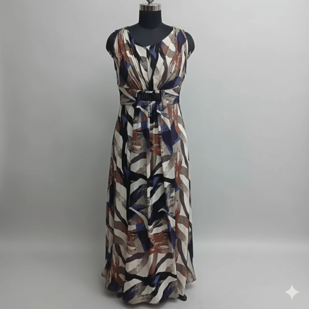 99ladies Store Printed Sleeveless Multicolor One Piece Dress for Women