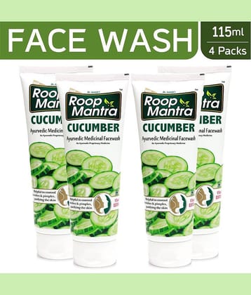 Roop Mantra Cucumber Face Wash 115ml, Pack of 4 (Helpful to Purify the Skin, Control Acne Pimples, Blemishes & Skin Infections, Remove Excess Oil & Dirt)