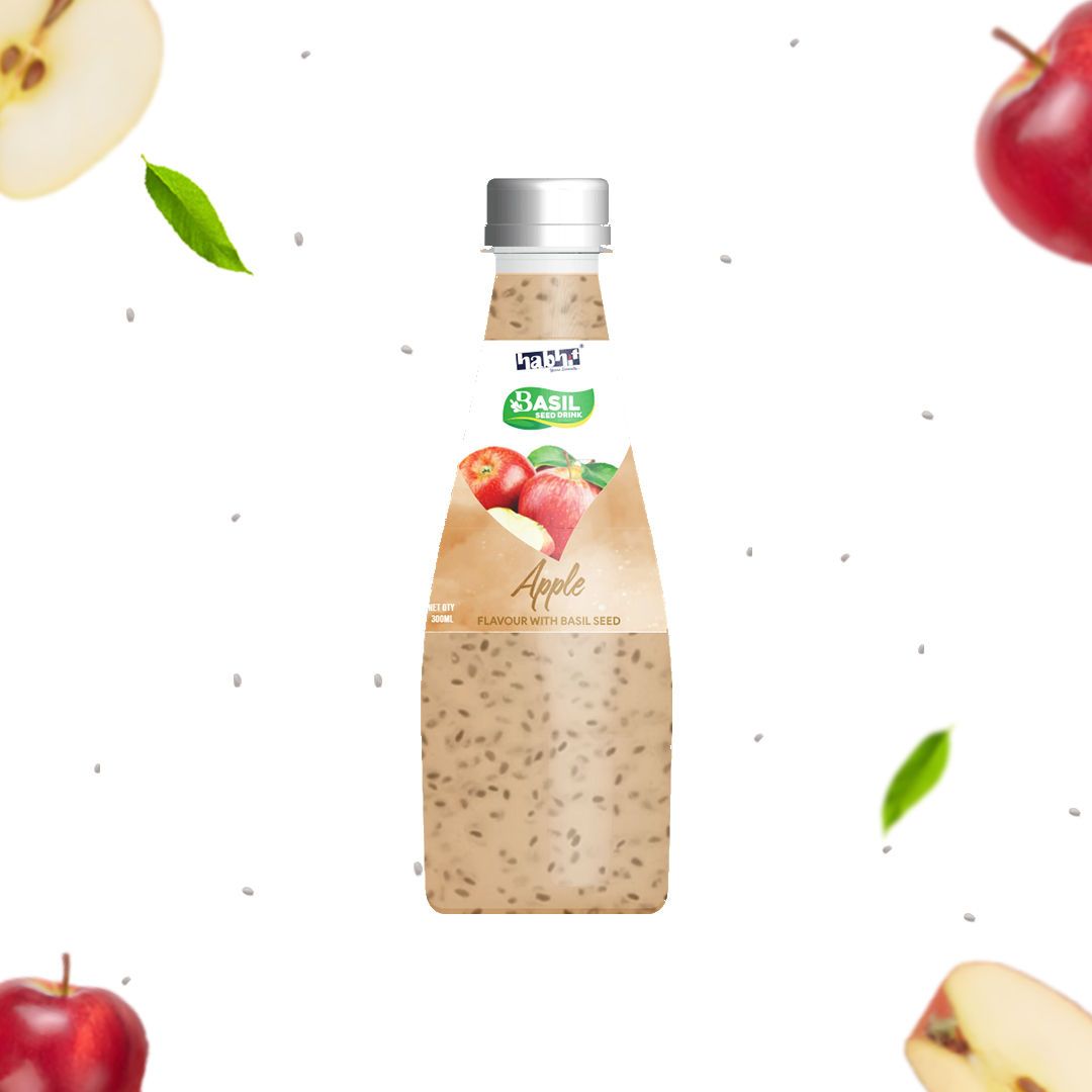Habhit Basil Seeds Apple Juices, 300 ml - Pack of 12