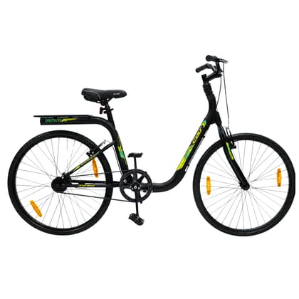 Steed Ashva Colt Single Speed Belt Drive Urban Cycle - Zero Lubrication 26" No Puncture Tyre (Black & Green)