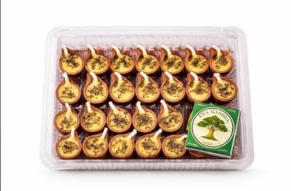 Ghee Diya (33 Pcs) with Sesame Seeds & Match Box | Ready to Use Clay Diyas with Cotton Wick for Pooja, Diwali, Temple | For Positive Energy at Home & Office | EYA Garden