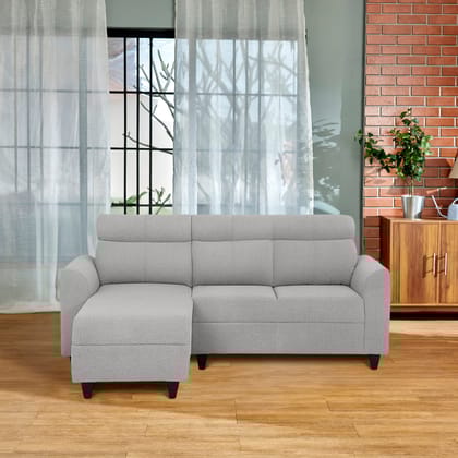 Zivo Plus Cloudy Gray Fabric 2 Seater Sofa with Lounger