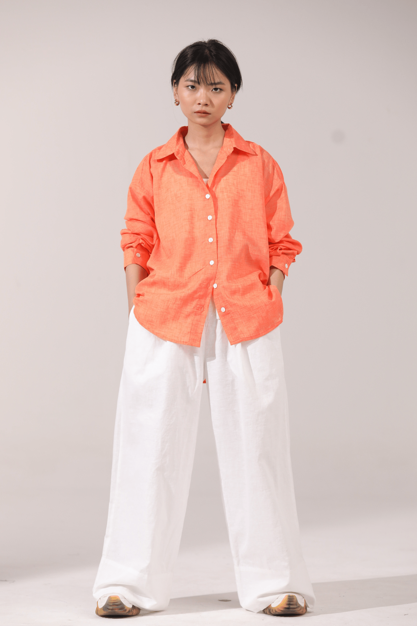 Mimosa Oversized Shirt-Orange-XS-S