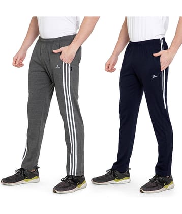 Zeffit Solid Men Navy, Grey Track Pants (Pack Of 2 )