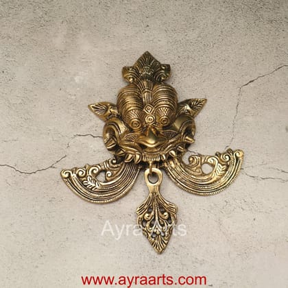 Brass Yali Wall Hanging - 8 inch Height | Intricate Brass Artwork for Wall Decor