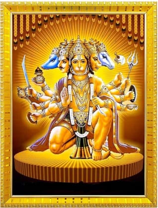 NOKKES Hanuman Bajrangbali Hanumanji Maruti Golden 5X7 Inch Photo Frame_AQW24