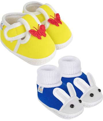 Neska Moda - Blue Booties For Baby Boy & Baby Girl 3-6 Months ( Pack of 2 )