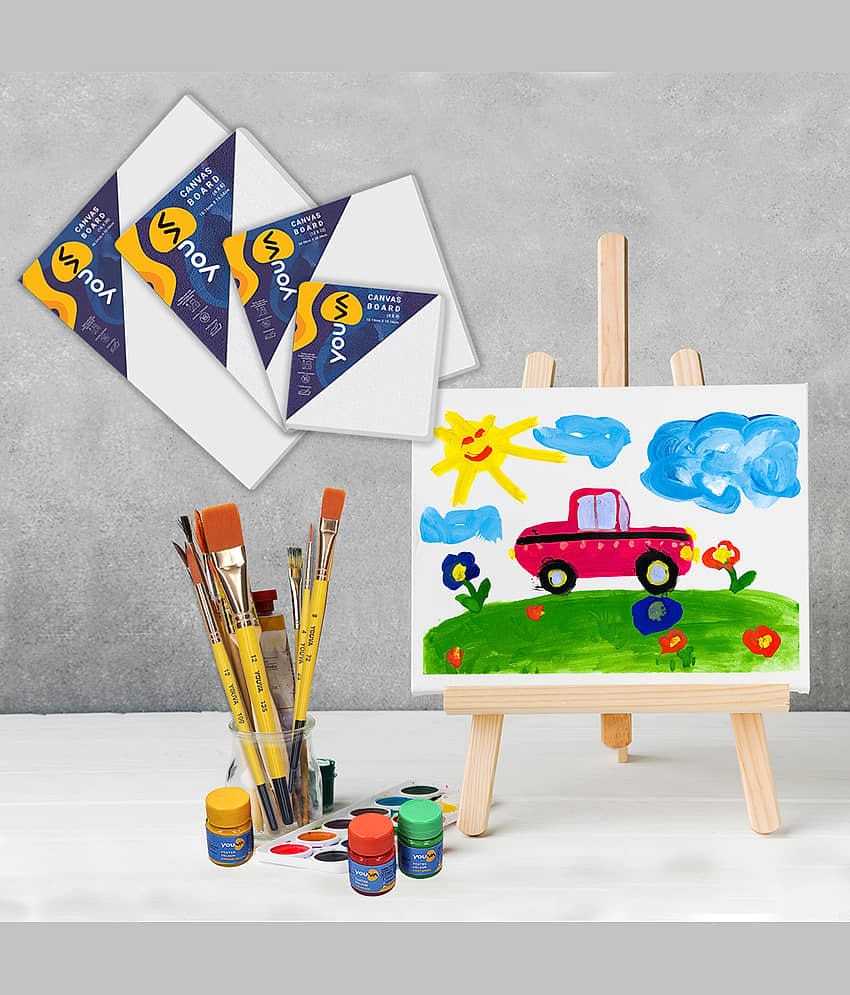 Navneet Youva 16" x 20" Cotton Medium Grain Canvas Board (Set of 1)  (Multicolor)