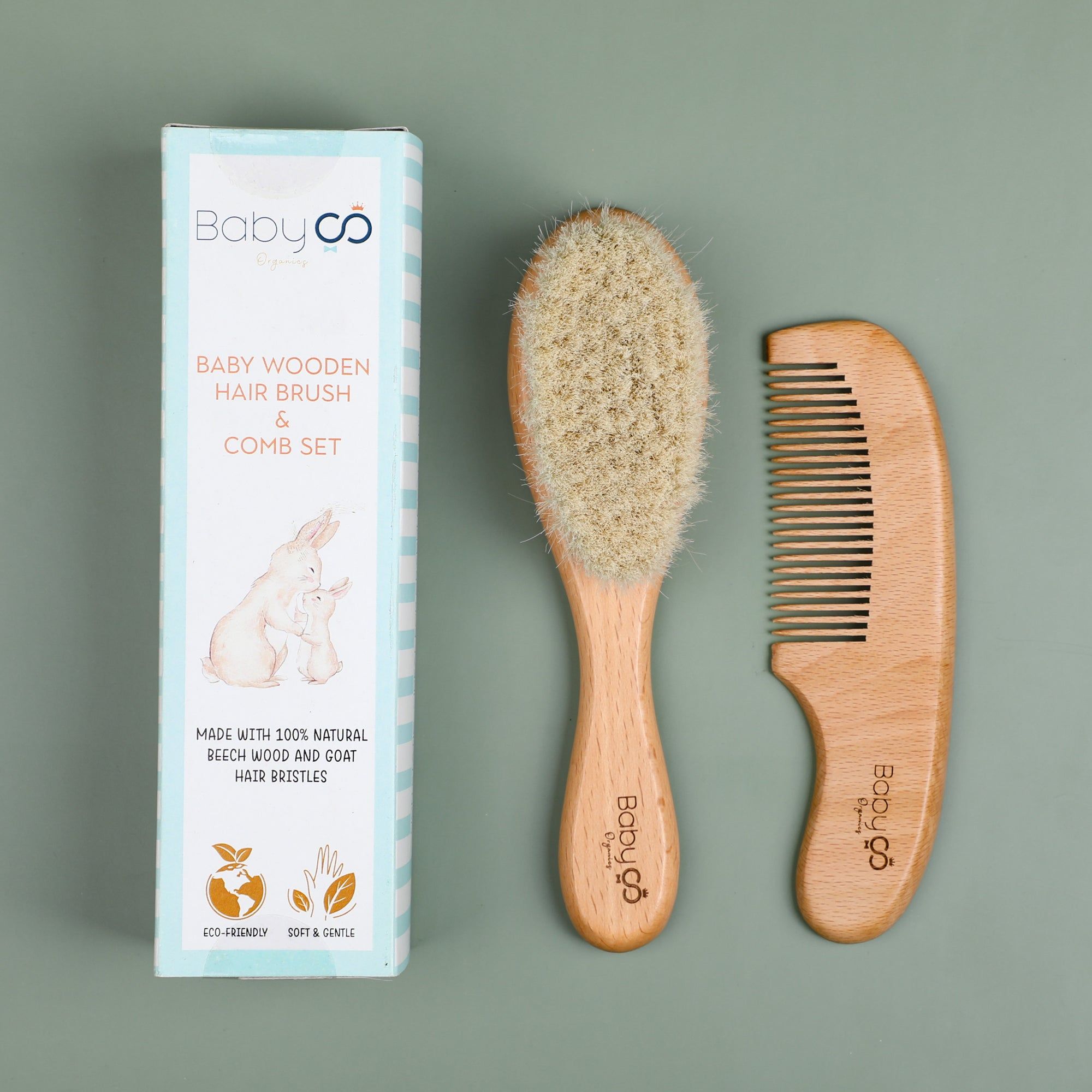 Baby Wooden Hairbrush & Comb Set