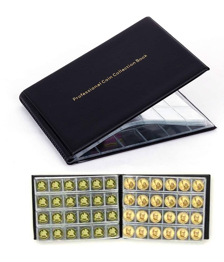 House of Quirk 240 Pockets Coin Holder Collection Coin Storage Album Book for Collectors, Money Penny Pocket,Plastic- Black