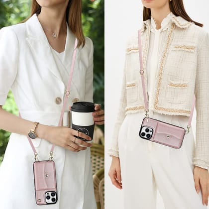 Elegant Wallet Style Lanyard Case-iPhone 15 Pro