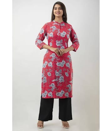 MAUKA - Red Straight Rayon Women's Stitched Salwar Suit ( Pack of 1 )