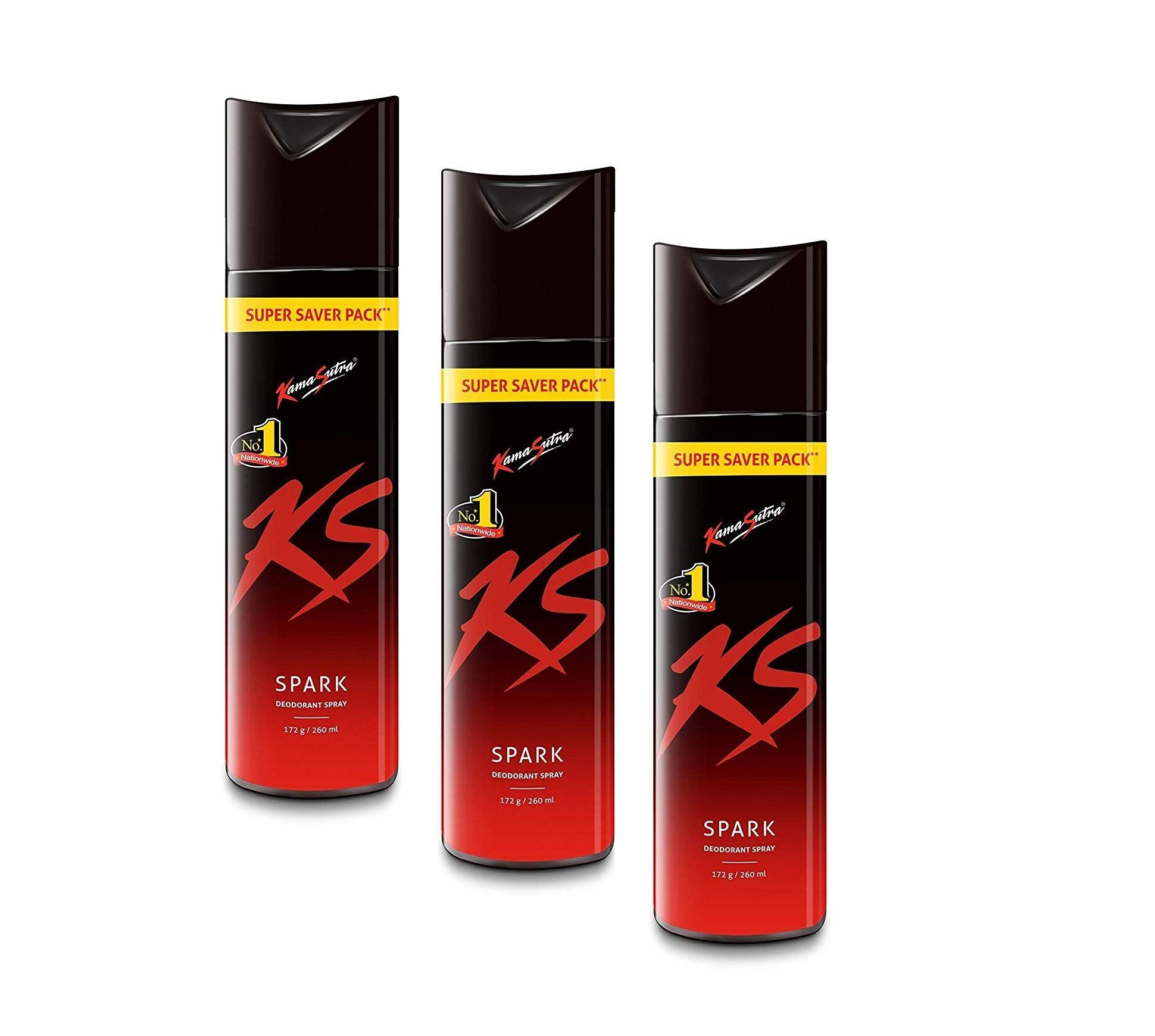 KAMA SUTRA Spark Deodorants Spray For Men, 260 Ml (Pack Of 3)