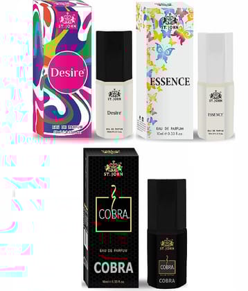 ST.JOHN Cobra ,Desire & Essence ,Pocket Perfume For Men 10ml Each (30ml) - Pack of 3