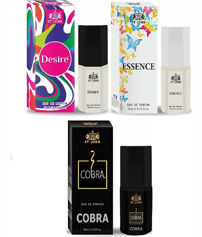 ST.JOHN Cobra ,Desire & Essence ,Pocket Perfume For Men 10ml Each (30ml) - Pack of 3