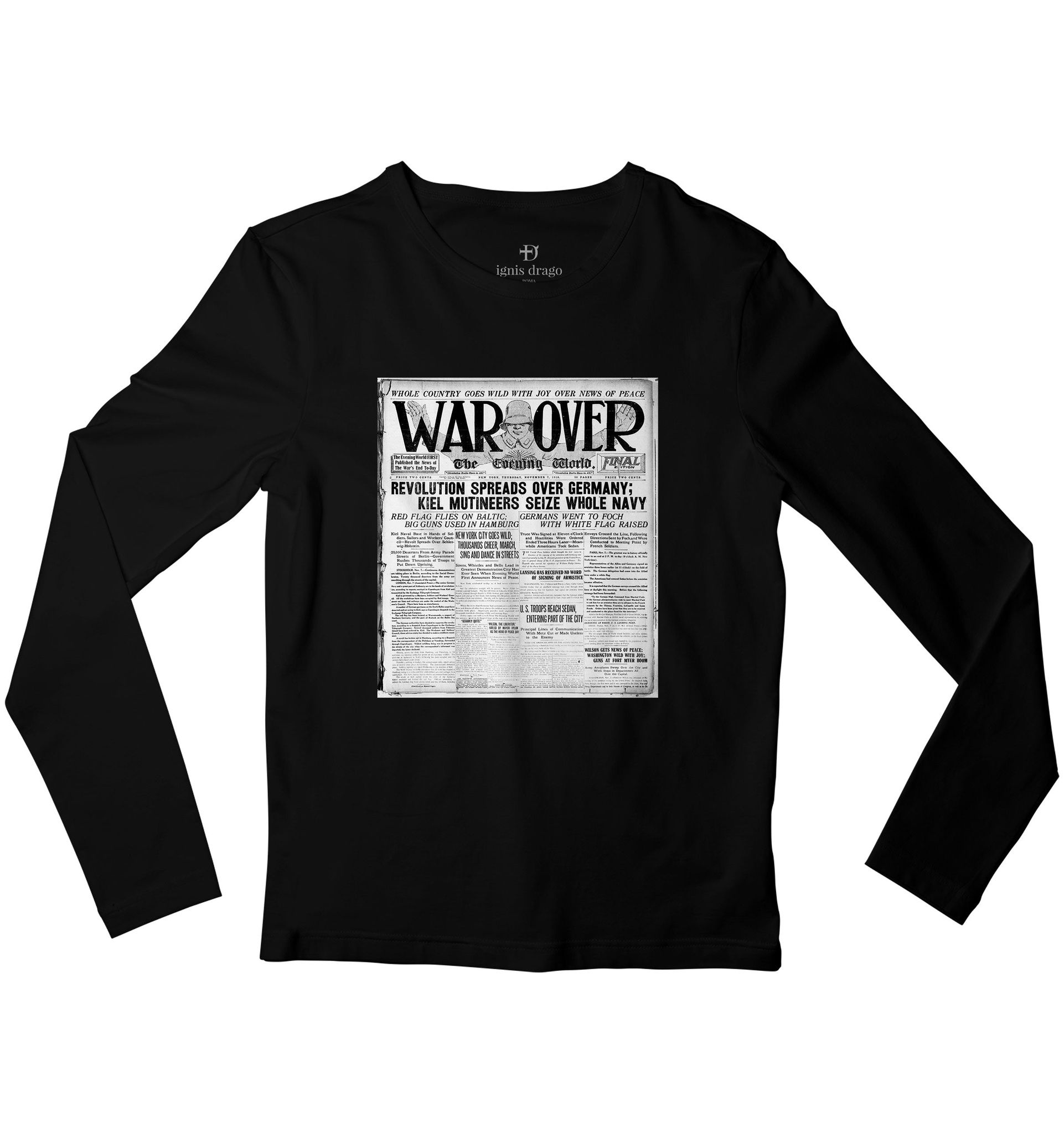 WWI War Over Full Sleeve T-shirt-38 - S / Black