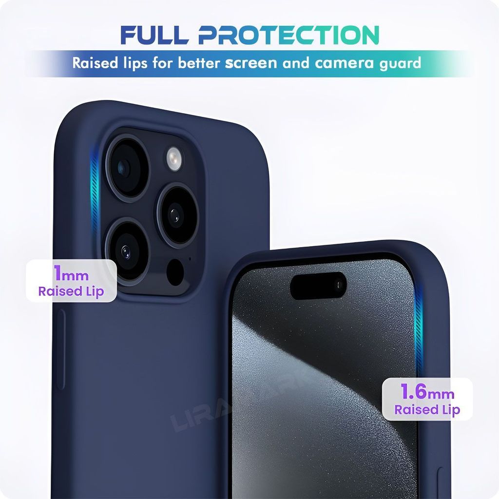 LIRAMARK Liquid Silicone Soft Back Cover Case for iPhone 15 Pro Max (6.7 inch)