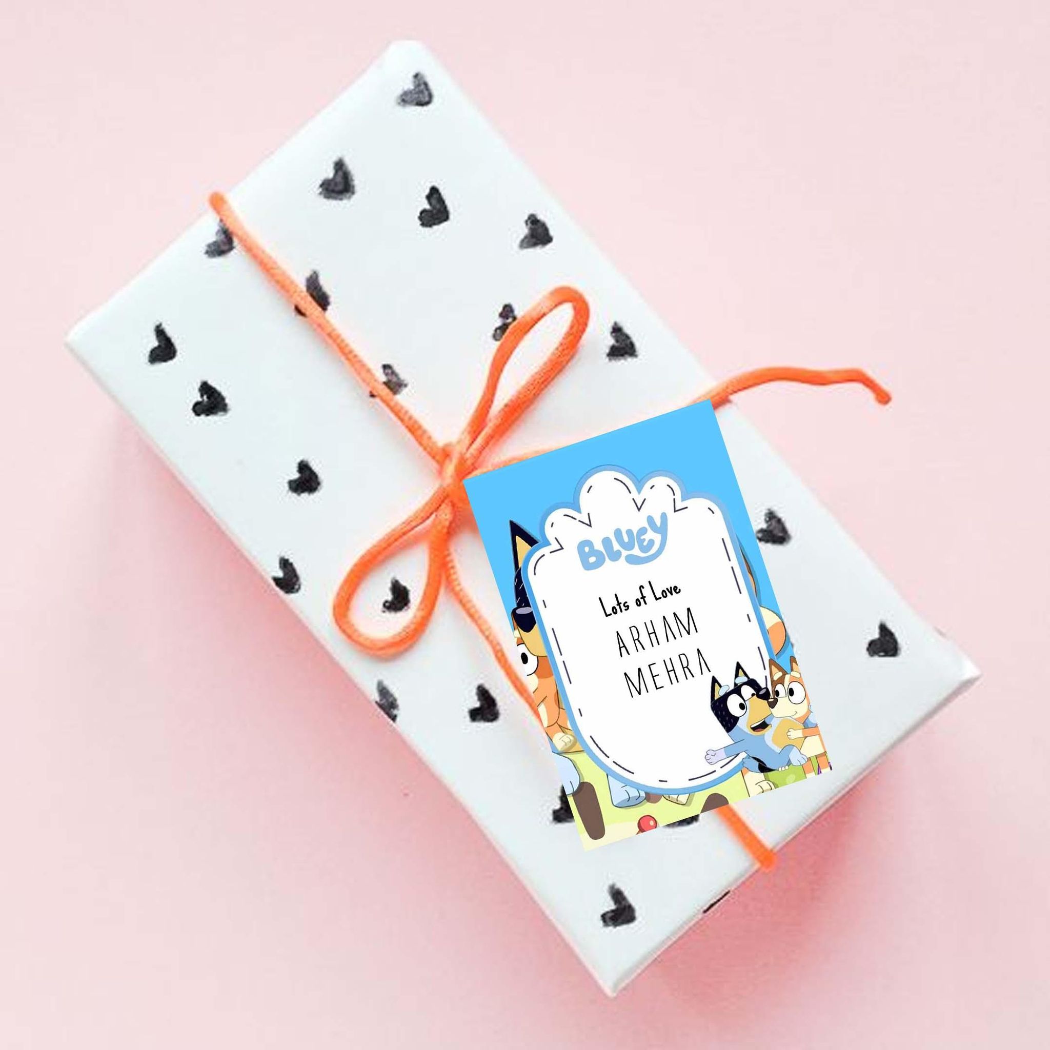 Gift tags / Gift Stickers -  Bluey theme-Lots Of Love / Flat Cards - No Ribbons / Set of 10