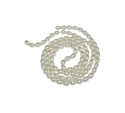 Glass Pearl Beads, 7X4mm, Oval, Cream , BWGP-043-Per Packet of 2 String (120 Pcs) / 7X4 MM