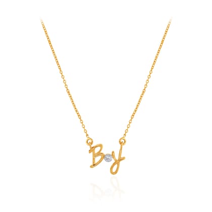 Senco Gold 14K Yellow Gold Kids Diamond Chain Pendant (2.8 gram / 0.03 Ct / HI-SI / 14K Yellow Gold)