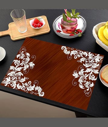SANRAHSSAN PVC Floral Rectangle Table Mats ( 44 cm x 32 cm ) Pack of 6 - Multi
