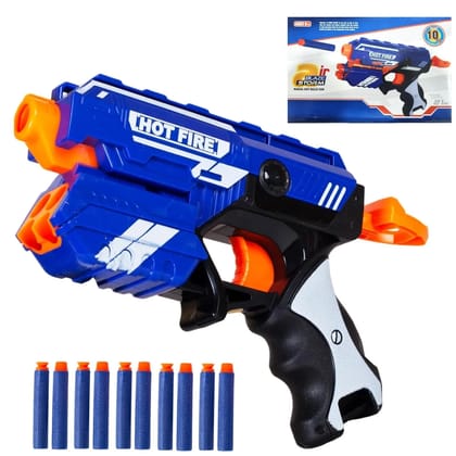 Braintastic Blaze Storm Hot Fire Soft Bullet Gun Toy for Kids | 10 Foam Darts | Safe Soft Bullet Blaster for Boys | Fun Target Shooting & Battle Play (Multicolor) (Pack of 1)