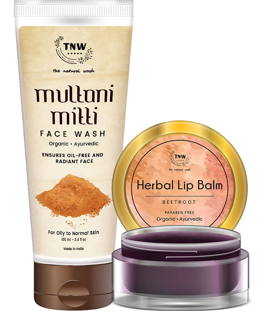 TNW - The Natural Wash Beetroot Lip Balm & Multani Mitti Face Wash Facial Kit mL Pack of 2