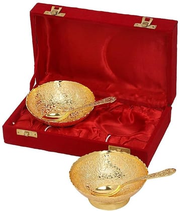 Rajrang Fancy Gold Plated Bowl with Spoon- Pack of 2