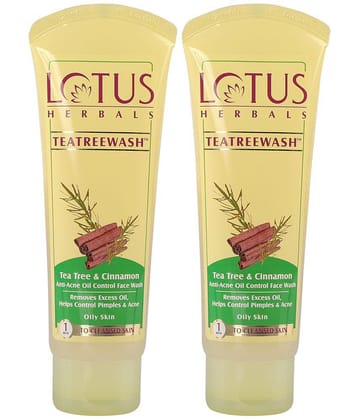 Lotus Herbals Teatreewash Tea Tree & Cinnamon Anti, Acne Oil Control Face Wash Pack of 2