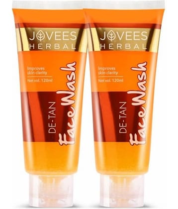 Jovees Herbal De-Tan Face Wash For Tan Removal For All Skin Type 120ml (Pack of 2)
