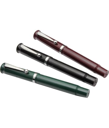 Srpc Set Of 3 - Vsign Cute Pocket Size Fountain Pens Eyedropper System Chrome Trims
