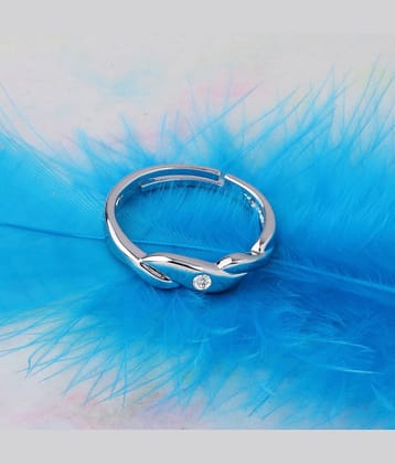 Silver Plated Stylish Solitaire Adjustable Ring For women Girls