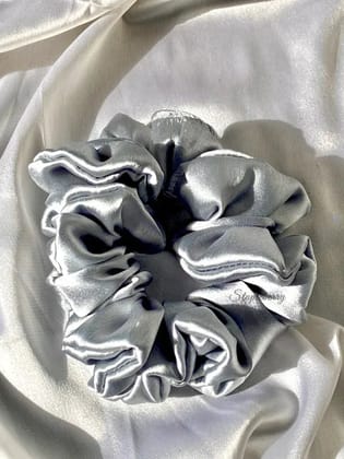 Grey Satin Scrunchie