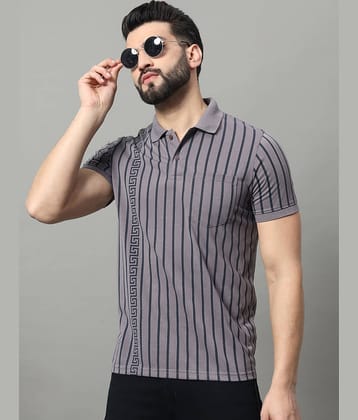 OGEN Pack of 1 Cotton Blend Regular Fit Striped Half Sleeves Men's Polo T Shirt ( Wine )
