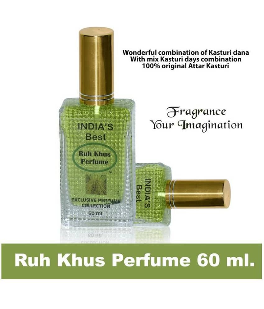 INDRA SUGANDH BHANDAR - Ruh-Khus with Green-Khus Crystals Pure and Natural Vetiver Long Lasting Fragrance Attar Spray 60ml