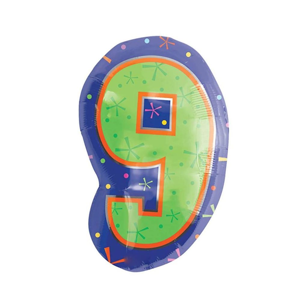 Number 9 Blue & Green Color Balloon - Helium Qulaity - 18 inches - 1PC - Party and Festive Needs | Buy online on ZillyBuy