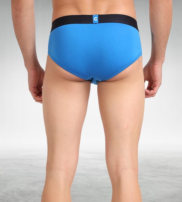 FREECULTR Men's Underwear Organic Cotton (Ultrasoft Waistband) Premium Snug-Fit Brief Pack of 1-Brilliant Blue