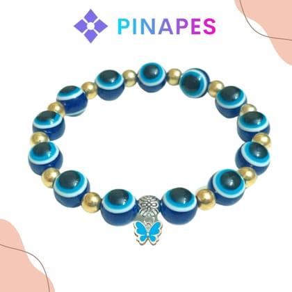 Pinapes Stylish Evil Eye Bracelet Blue Butterfly Dark Blue - Pack of 2 Pinapes Stylish Evil Eye Bracelet Blue Butterfly Dark Blue - Pack of 2