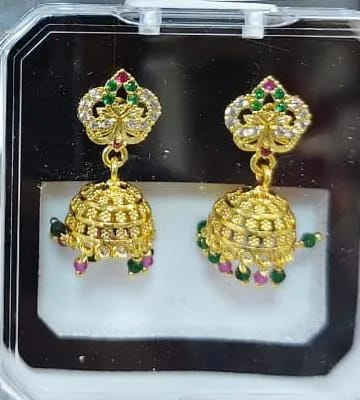 Micro gold AD stone & hydro crystal Jhumki.