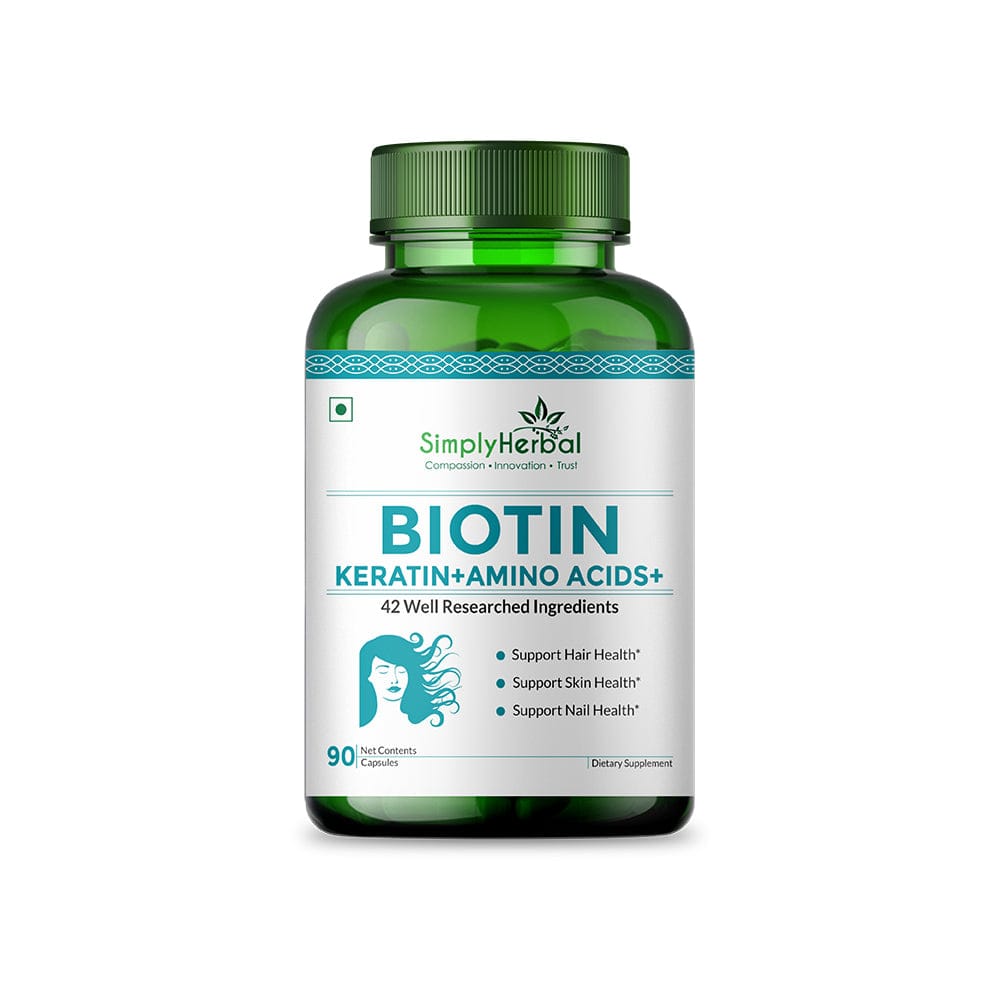 Simply Herbal Biotin With Keratin + Amino Acid + Natural Extract & Multivitamin - 90 Capsules