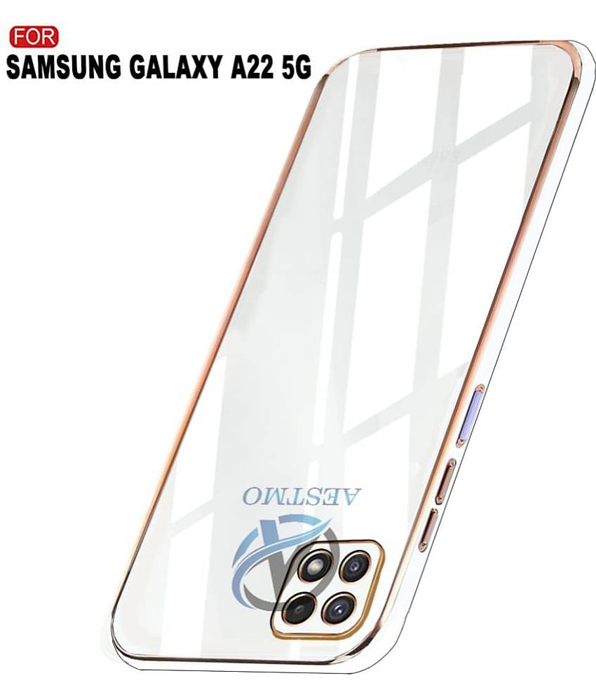AESTMO - White Polycarbonate Plain Cases Compatible For Samsung Galaxy A22 5G ( Pack of 1 )