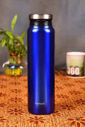 Femora Thermo Steel Vacuum Stainless Steel Bottle - 750 ML, Blue, 12 hrs Hot and Cold