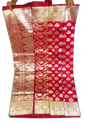 Banarasi Katan Silk All over Golden Zari Border Saree Red