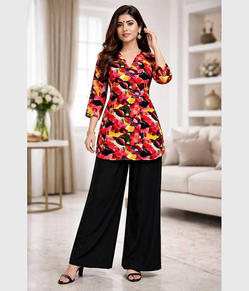 Mahek Fashion Women Printed Tunic With Palazzos Co-Ord Set ( Multi Color )