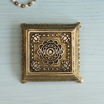 Brass Ethnic Lotus Chowki - 5 Inch Height