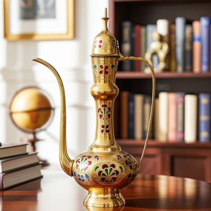 Brass Antique Surahi Aftaba � Premium Decorative Metal Showpiece, Height : 20 Inch (FMAS304)