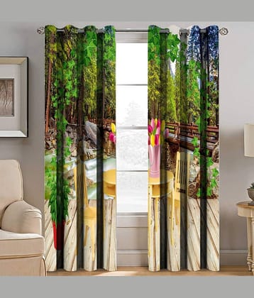 BELLA TRUE Nature Room Darkening Eyelet Curtain 9 ft ( Pack of 2 )  Multicolor